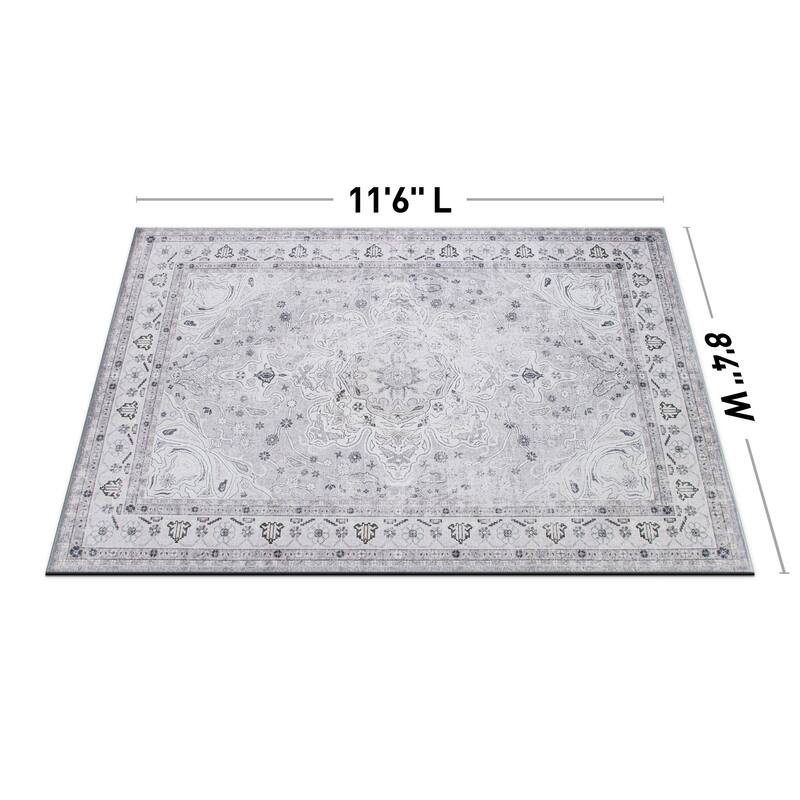 Transitional Medallion Machine Washable Area Rug