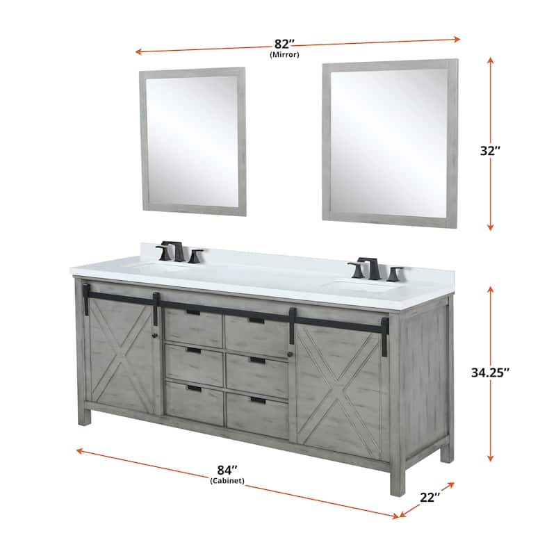 Marsyas 84 in W x 22 in D Brown Double Bath Vanity, Cultured Marble Countertop and 34 in Mirrors