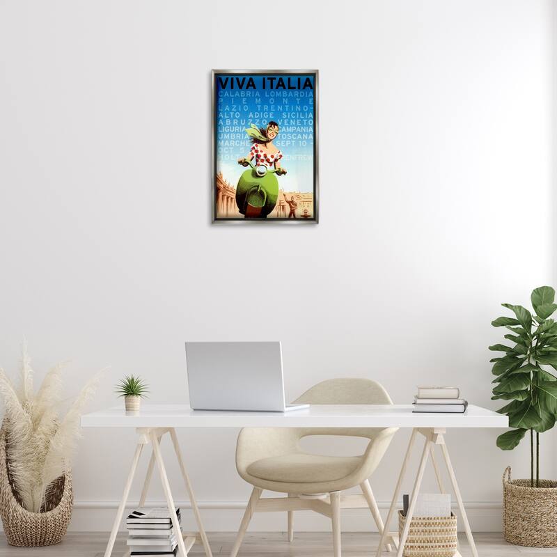 Stupell Vintage Italy Travel Ad Framed Floater Canvas Wall Art Design By Marcus Jules