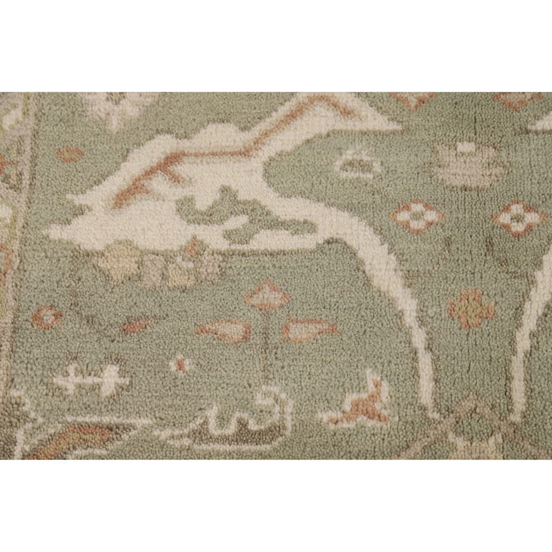 Green Oushak Oriental Accent Rug Handmade Oriental Wool Carpet - 4'2"x 5'11"