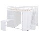 preview thumbnail 6 of 13, Loft Bed with Build-in, Wardrobe,Desk and Shelves, White