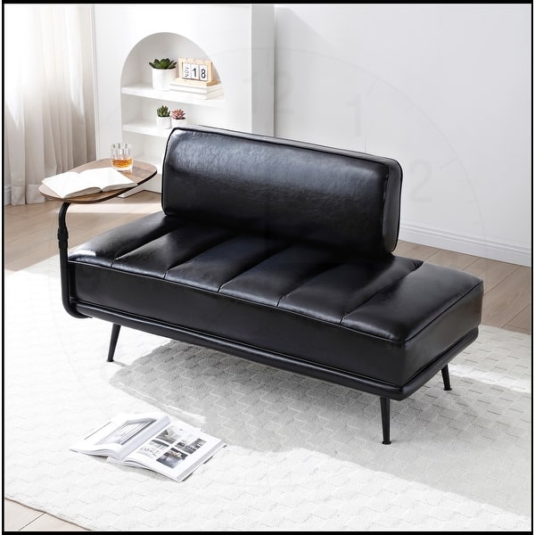 slide 2 of 30, 55"W Faux Leather End of Bed Bench With side table