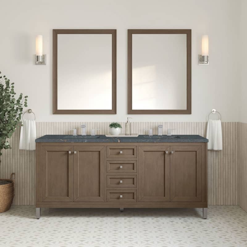 James Martin Vanities 305-V72-3PBL Chicago 72" Double Basin Wood