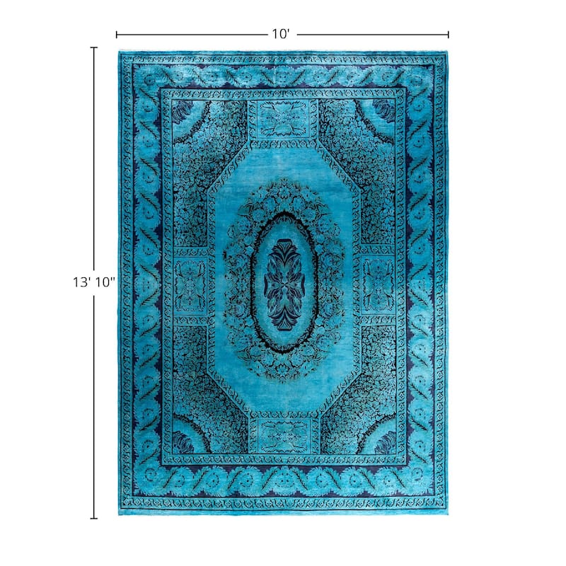 Fine Vibrance One-of-a-Kind Handmade Area Rug - Blue, 10' 0" x 13' 10" - 10' 0" x 13' 10"