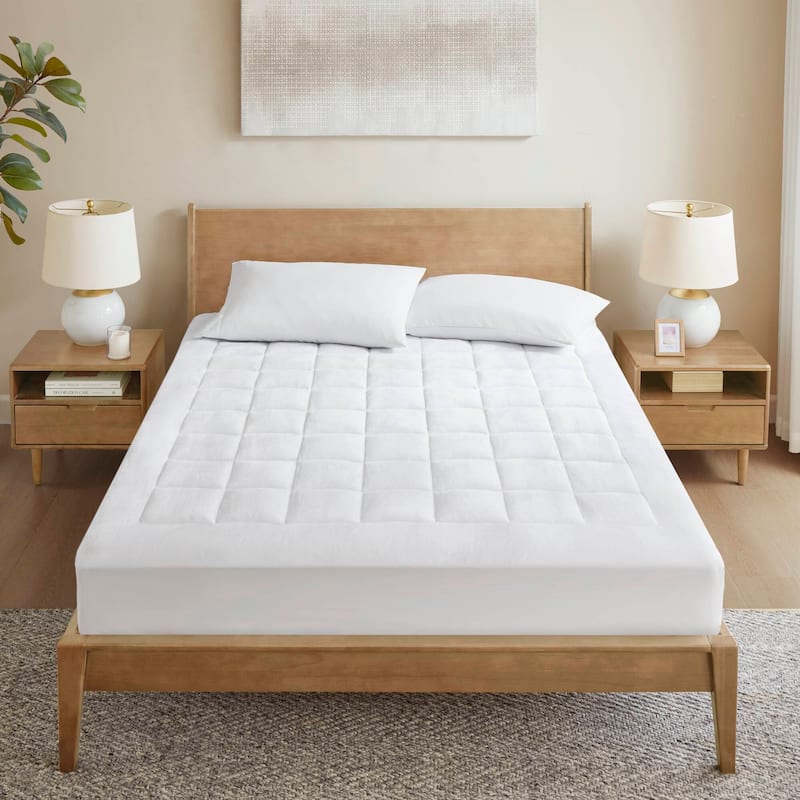 Madison Park Heavenly Soft Overfilled Plush Down Alt. Waterproof Mattress Pad - White - Full