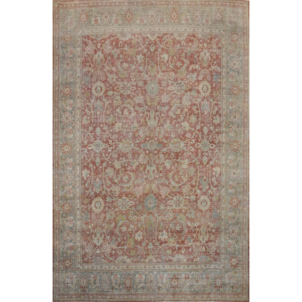 Hand Knotted Oriental 100% Wool Carpet Traditional All-Over Oranges & Rust Sultanabad (Ziegler) Area Rug - 12' 9'' X 9' 5''