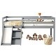 preview thumbnail 14 of 16, Twin Size Pine Wood Low Loft Bed with Slide and Ladder