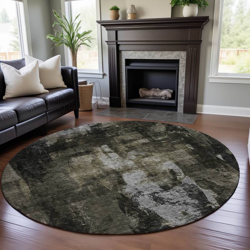 Premium Washable Super Soft Casual Contemporary Mayfield Rug - Charcoal - 8' x 8'