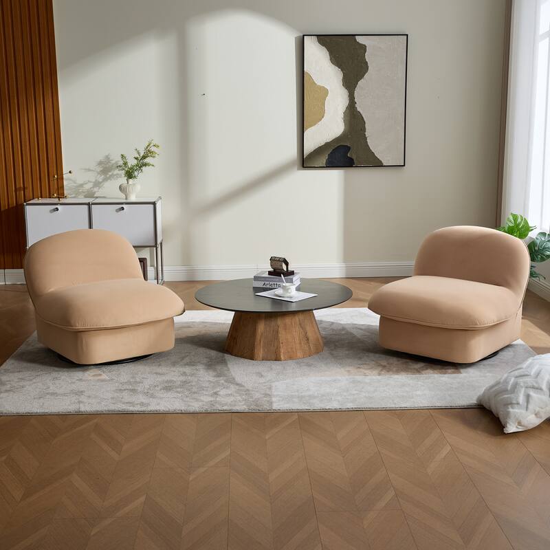 Pumpkin-Shaped Swivel Chair, 360-Degree Swivel Accent Chair for Living Room Bedroom Office