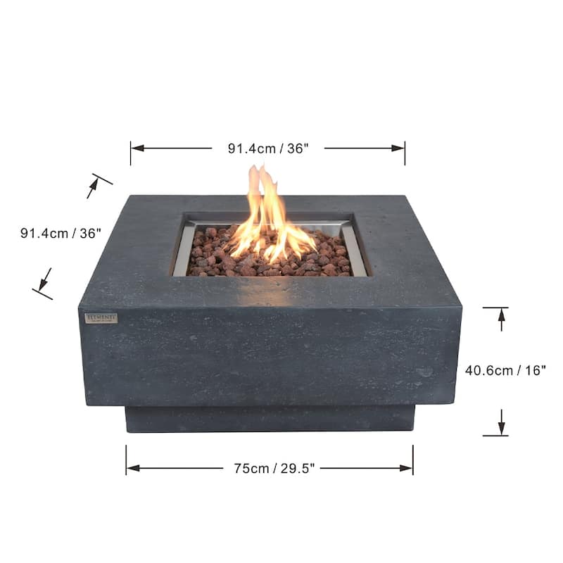 Elementi Manhattan Dark Grey Outdoor Fire Pit Table - 36 Inches