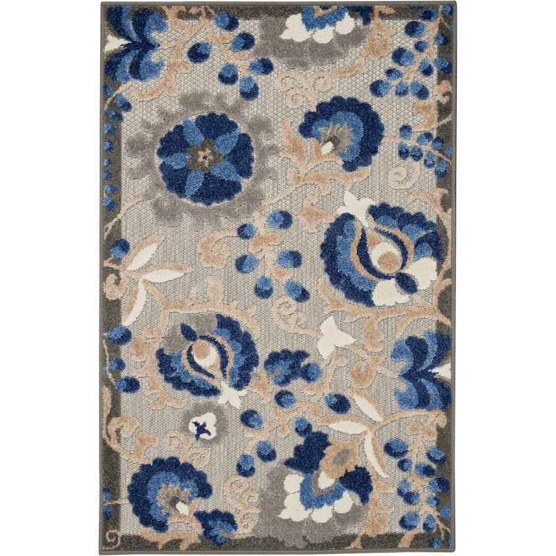 Nourison Alice Indoor/Outdoor Floral Area Rug - 2'8" x 4' - Natural/Blue