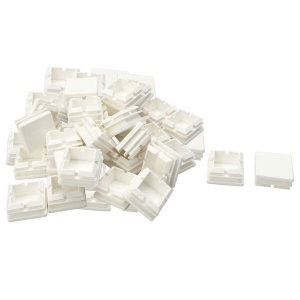 50pcs 26 x 26mm Plastic Square Ribbed Tube Inserts End Cover Cap