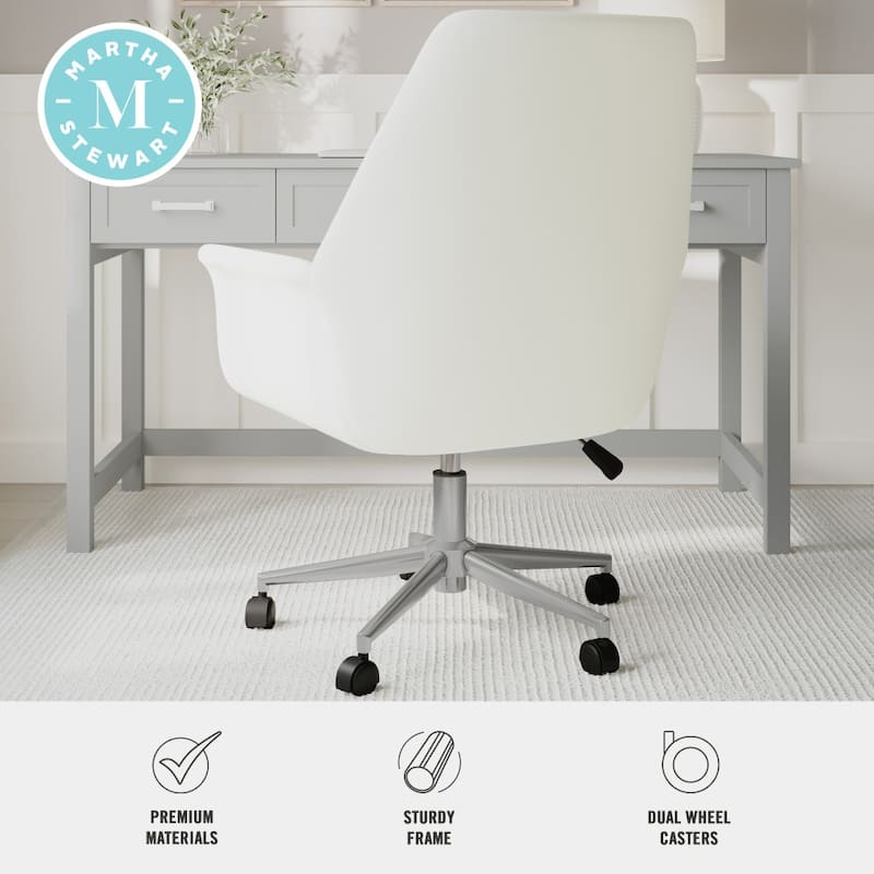 Martha Stewart Upholstered Swivel Home Office Chair with Flared Arms - 30"D x 28.75"W x 40.75" - 44.5"H