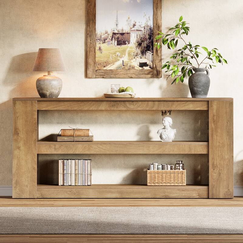 71-Inch Extra Long Console Table with 3-Tier Shelves for Entryway, Living Room, Behind thd Couch