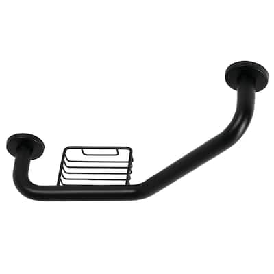 Meridian 10" x 12" Angled Grab Bar with Soap Holder