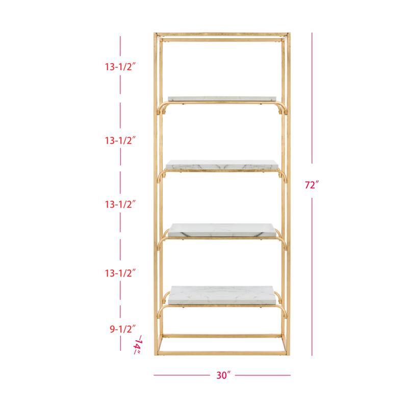 SAFAVIEH Vernia 4-Tier Gold Foil/Faux White Etagere - 30' x 14' x 72' - 30Wx14Dx72H