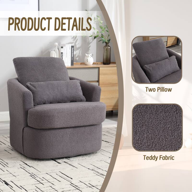32.68" Swivel Barrel Chair with Metal Base