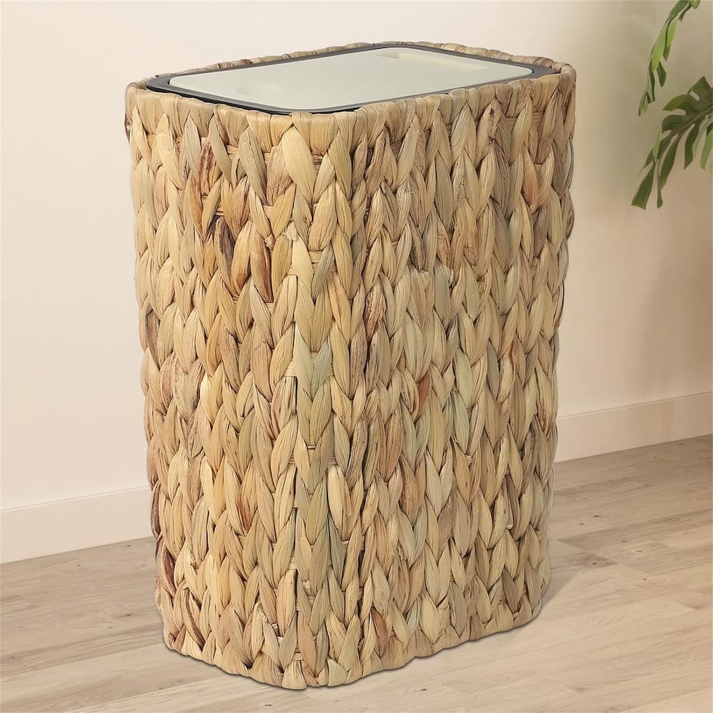 2.6Gallon Small Rattan Garbage Can with Press Top Lid