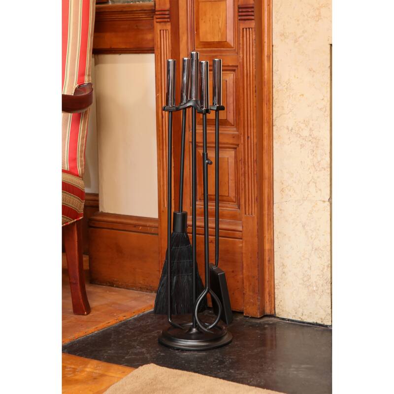 Achla Designs Contemporary Bedford Fireplace Set of 4 Tools, 30.25 Inch Tall, Black