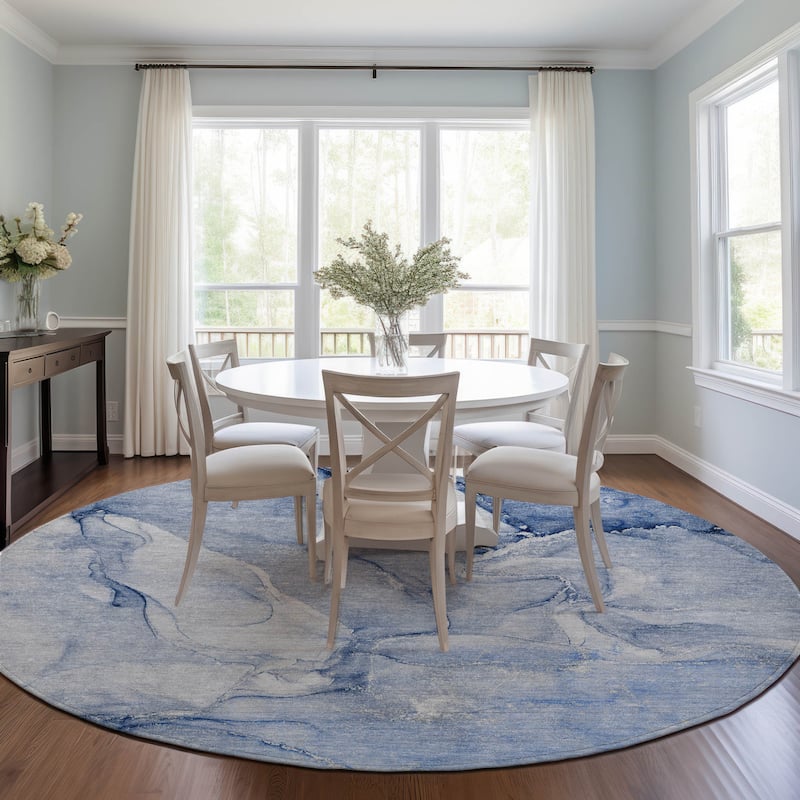 Damo Modern Art-Inspired Weather Resistant Versatile Elegance Round Outdoor Rug - 8' Round