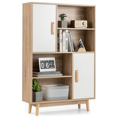 Gymax Sideboard Storage Cabinet Bookshelf Cupboard w/Door Shelf Black