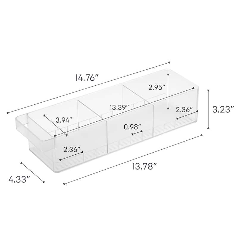 Yamazaki Home Refrigerator Organizer Bin - Three Styles, ABS Plastic, All-Purpose - L 4.33 x W 14.76 x H 3.23 inches