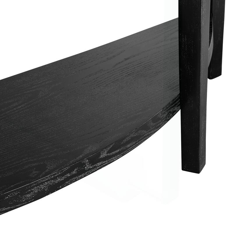 Exquisite Half-Moon Entryway Table with Open Shelves for Stylish Storage