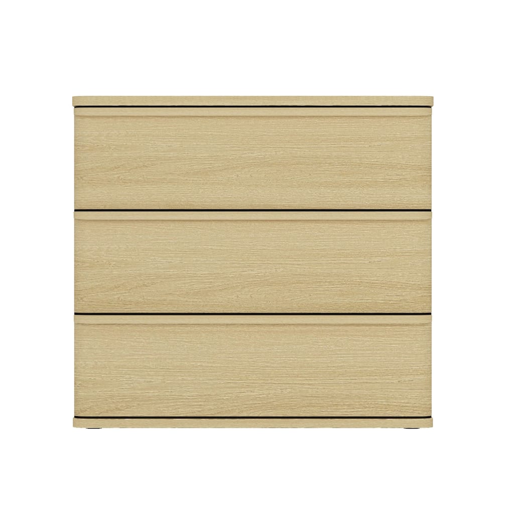 Natural Oak 3-Drawer Nightstand with Horizontal Wood Drawer Pulls