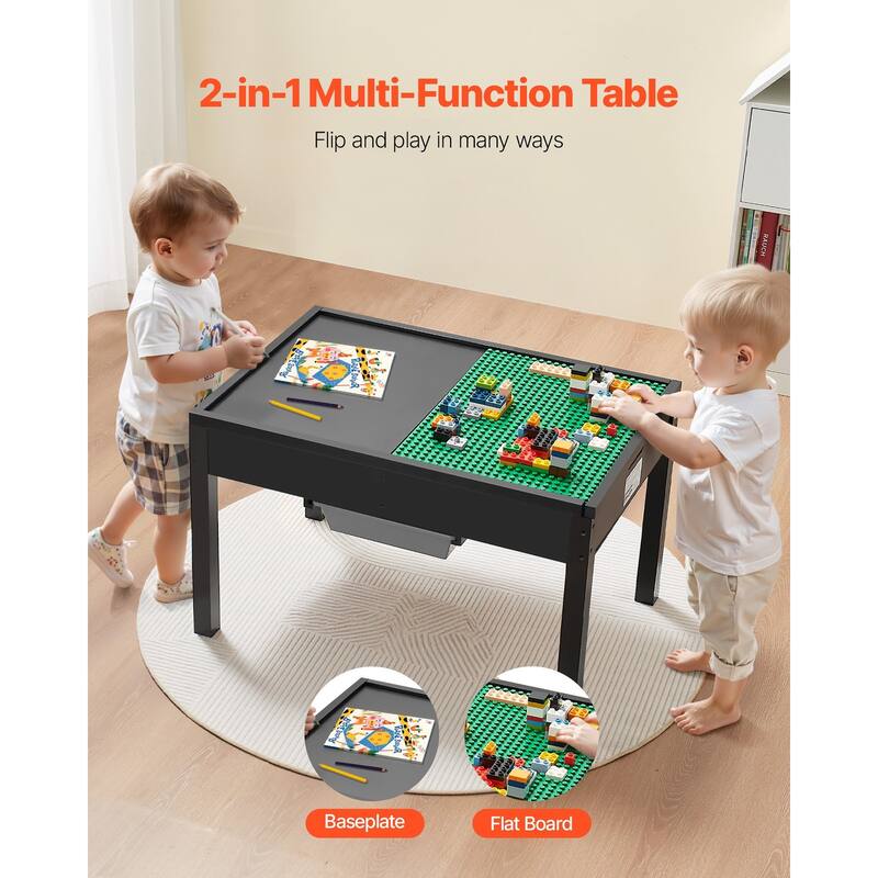 Kids Wooden Activity Table with Double-Sided Tabletop - 31.89 x 21.77 x 19.76 in