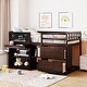 preview thumbnail 13 of 15, Twin Size Kids bed Low Loft Bed with Rolling Desk, Shelf, Drawers Espresso