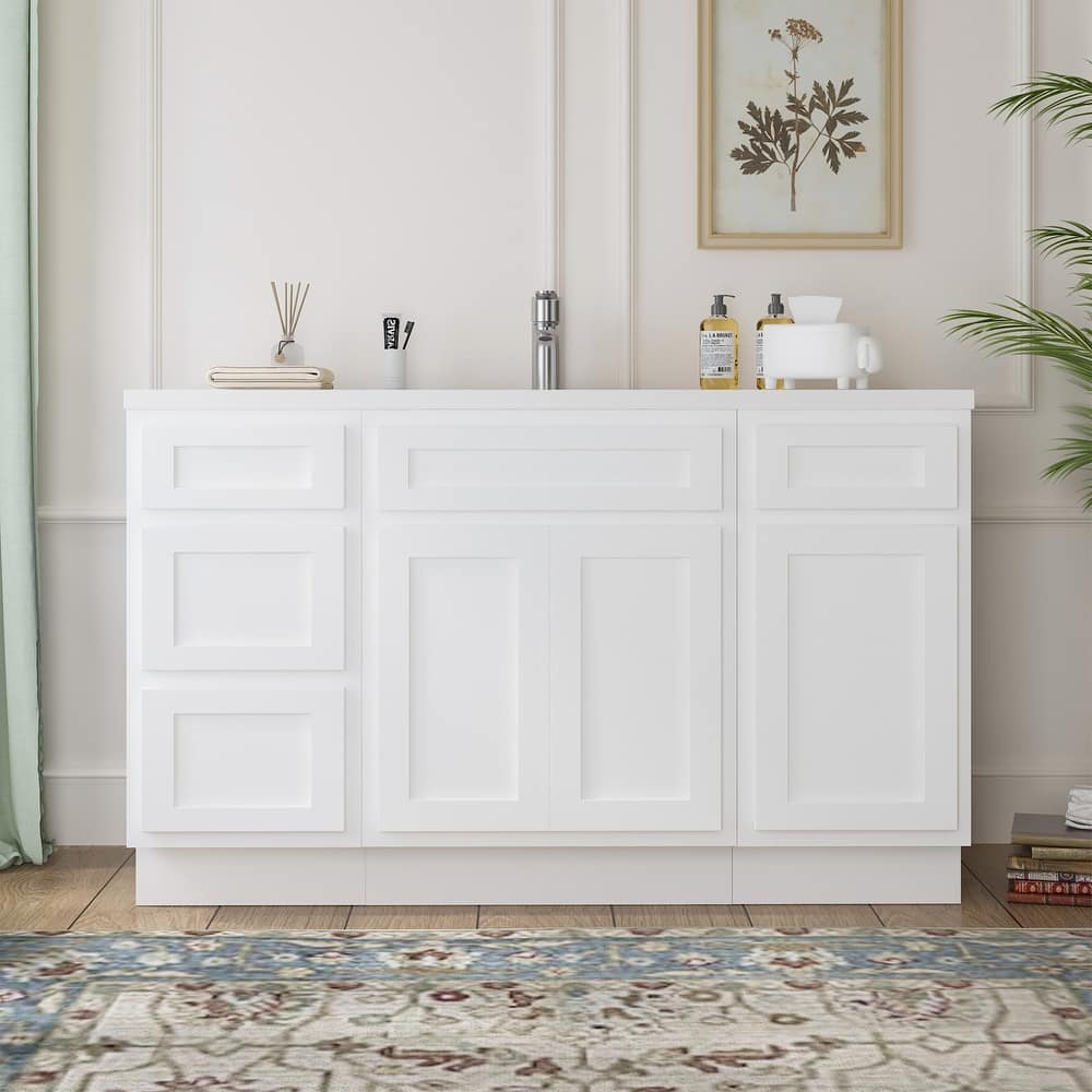 Vanity Art 54" Oak Freestanding Bathroom Vanity Cabinet without Top