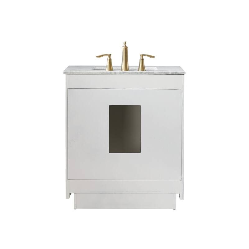Altair Ivy Single Bathroom Vanity Set and Carrara White Countertop with Mirror