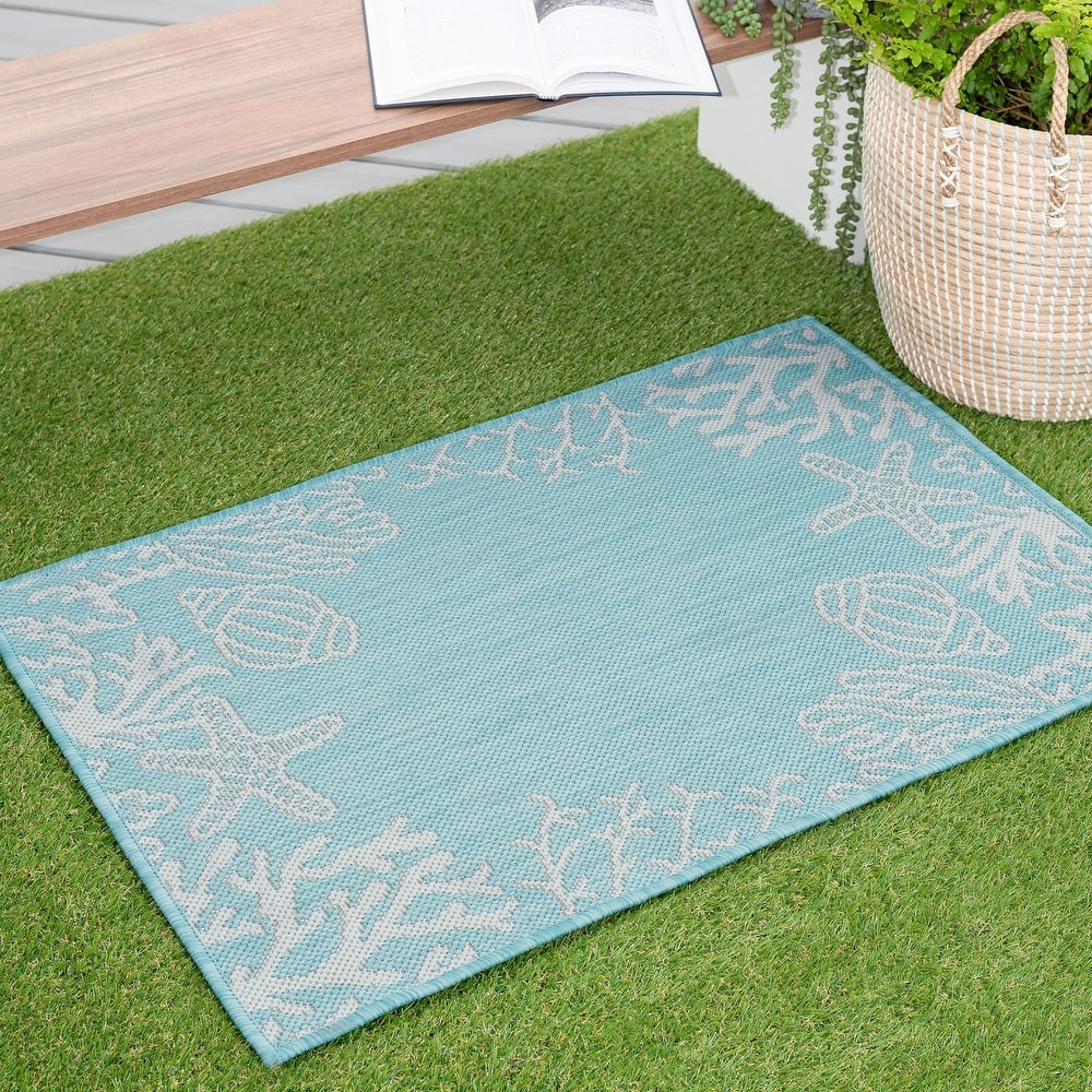 Exo Coastal Graphic Print Indoor/Outdoor Area Rug