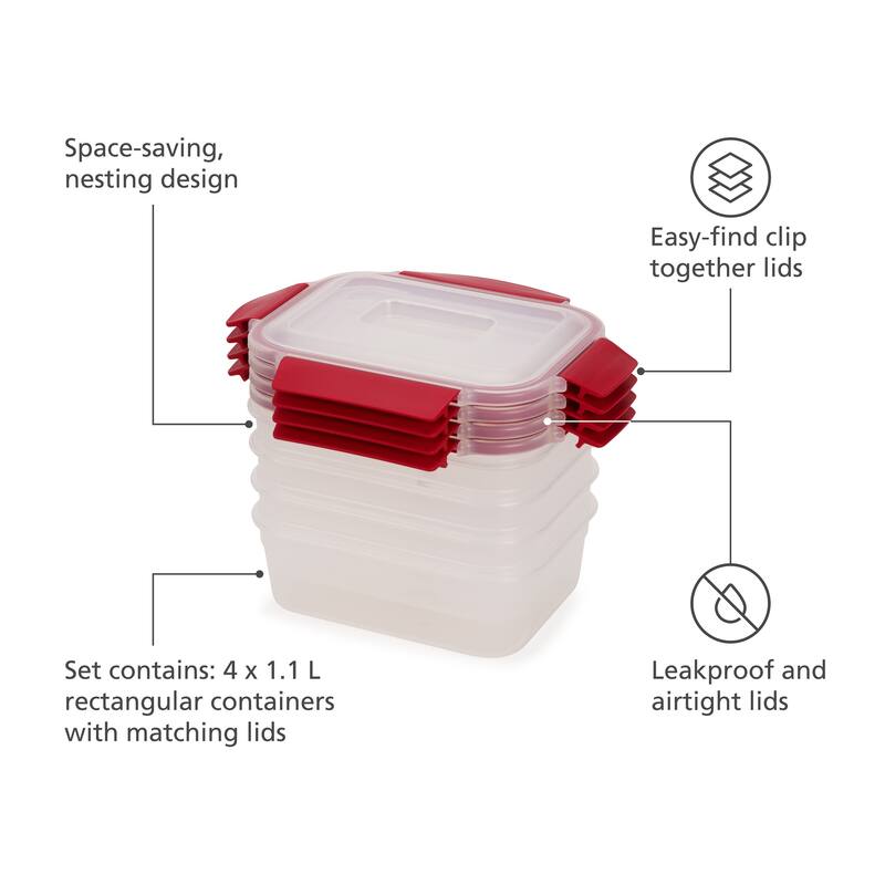 Joseph Joseph Nest Lock 8-piece Rectangular Food Storage Container Set, BPA Free