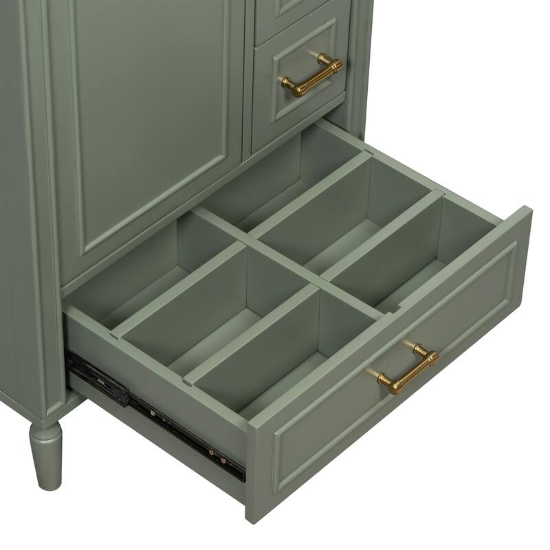 GDFStudio - Fernwell Transitional Freestanding Bathroom Vanity Cabinet with Ceramic Sink, Soft Close Drawers & Door Storage