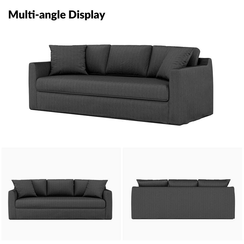 Riccardo 85" Modern Slipcovered Sofa with Square Flange Arm by HULALA HOME