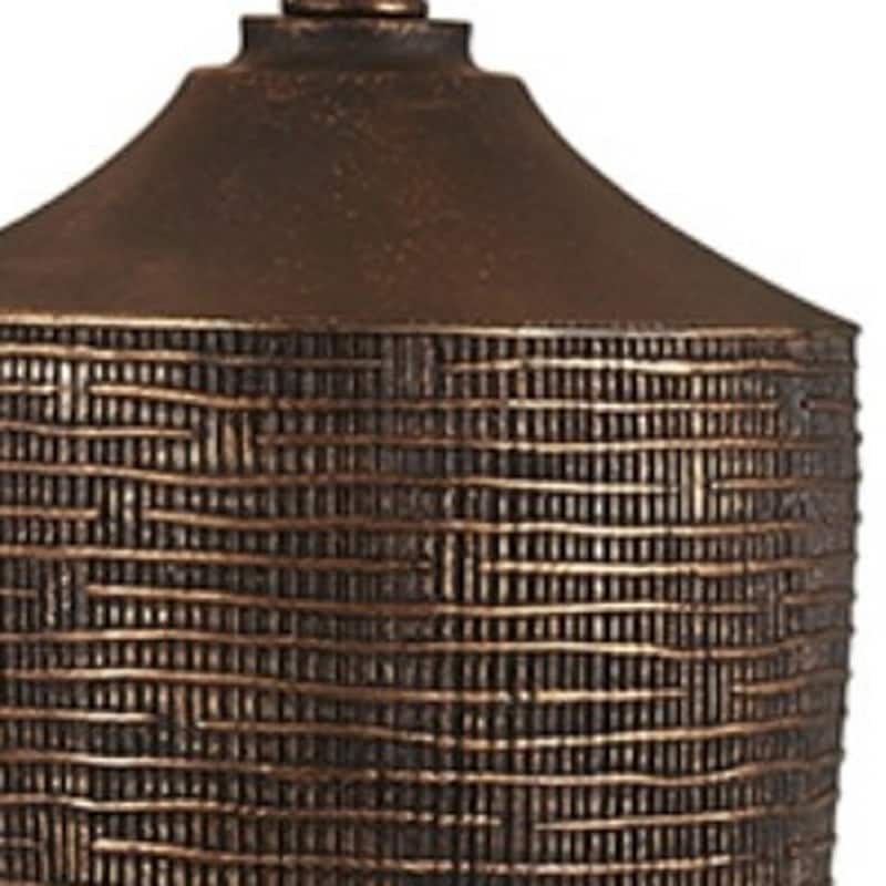 Bronze Polyresin Urn Table Lamp with Off White Empire Shade 3Way Switch - 17” x 17” x 30” (D x W x H)