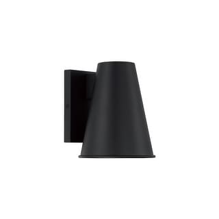 1-Light Outdoor Night Sky Friendly Cone Wall Lantern in Black with Painted White Interior
