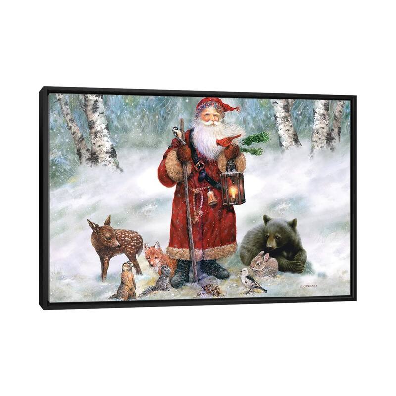 iCanvas "Woodland Santa" by Giordano Studios Framed Canvas Print - Black - 26x40