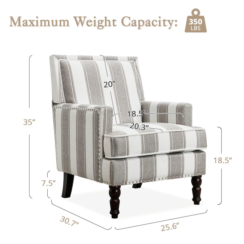 LUE BONA Linen Upholstered Modern Accent Chair Armchair with Pillow for Living Room - 25.6 in.W x 30.7 in.D x 35 in.H