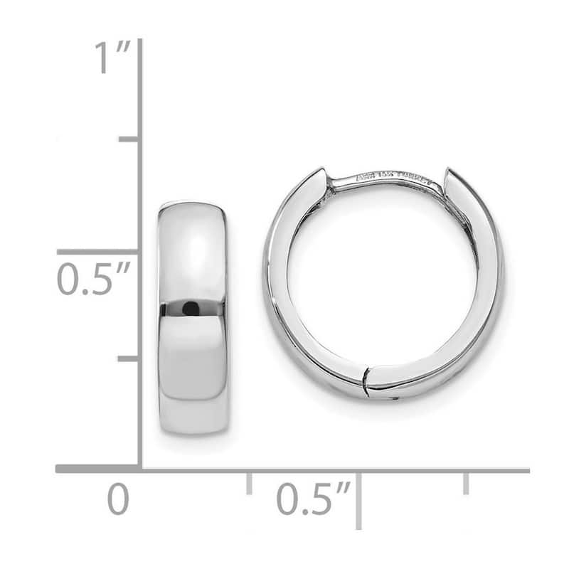 Curata 14k White Gold Polished 11x4mm Hinged Hoop Earrings