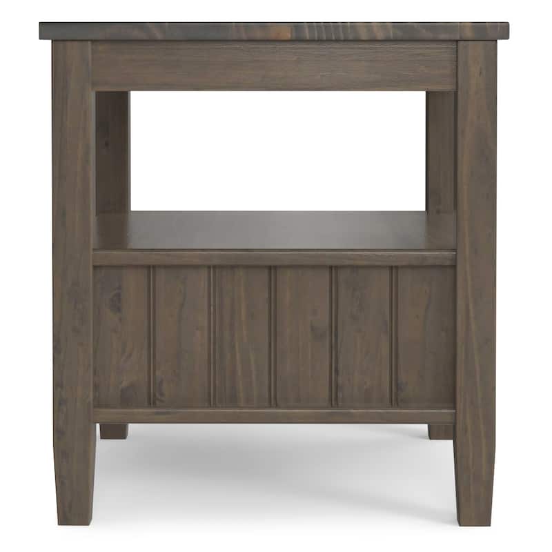 WYNDENHALL Rowan SOLID WOOD 20" Wide Rectangle Transitional End Table with Bottom Drawer in Smoky Brown - 18"d x 20" w x 20"h