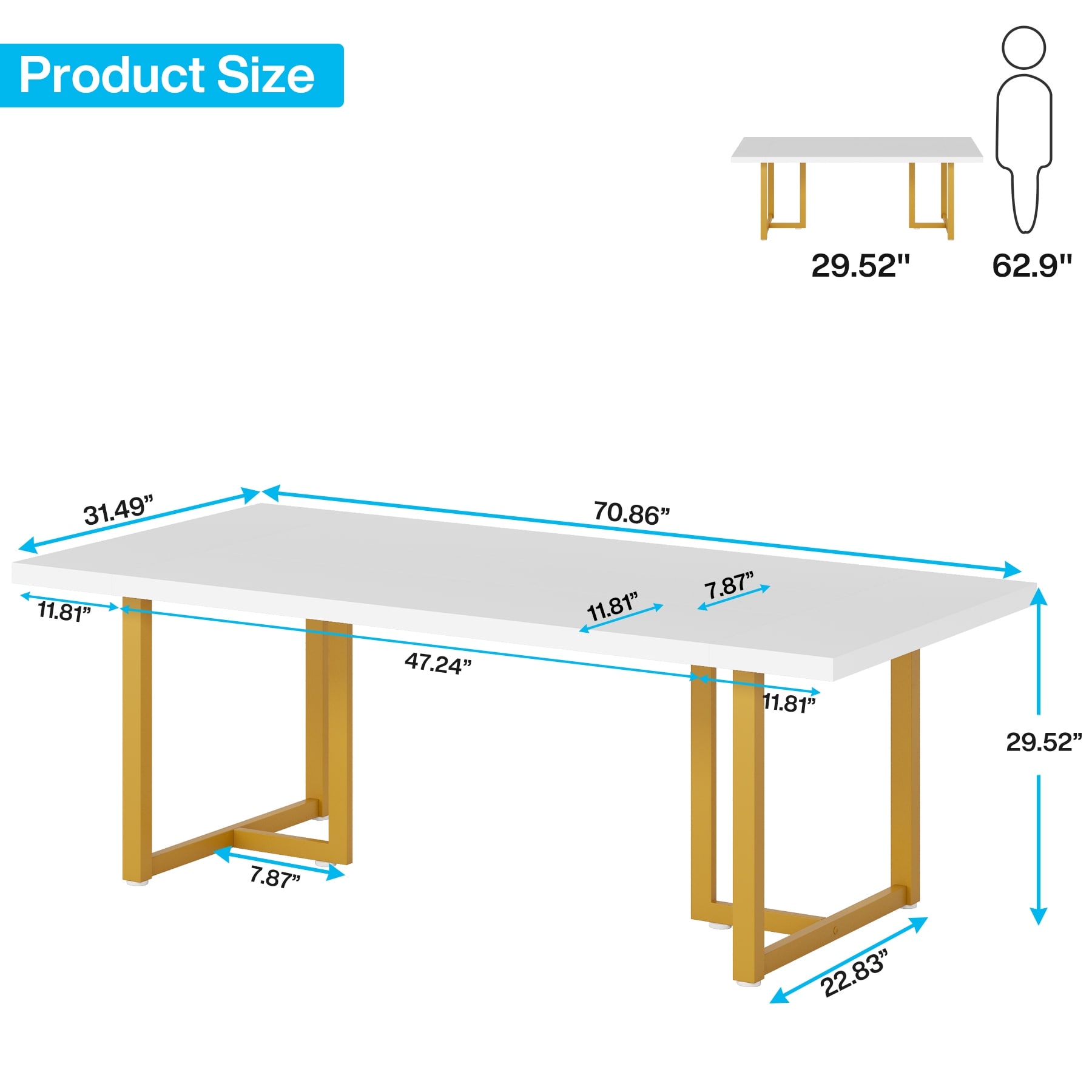 Industrial Rectangular 6 Seat Dining Table Kitchen Table for Dining Room Kitchen Home Black Vintage Brown