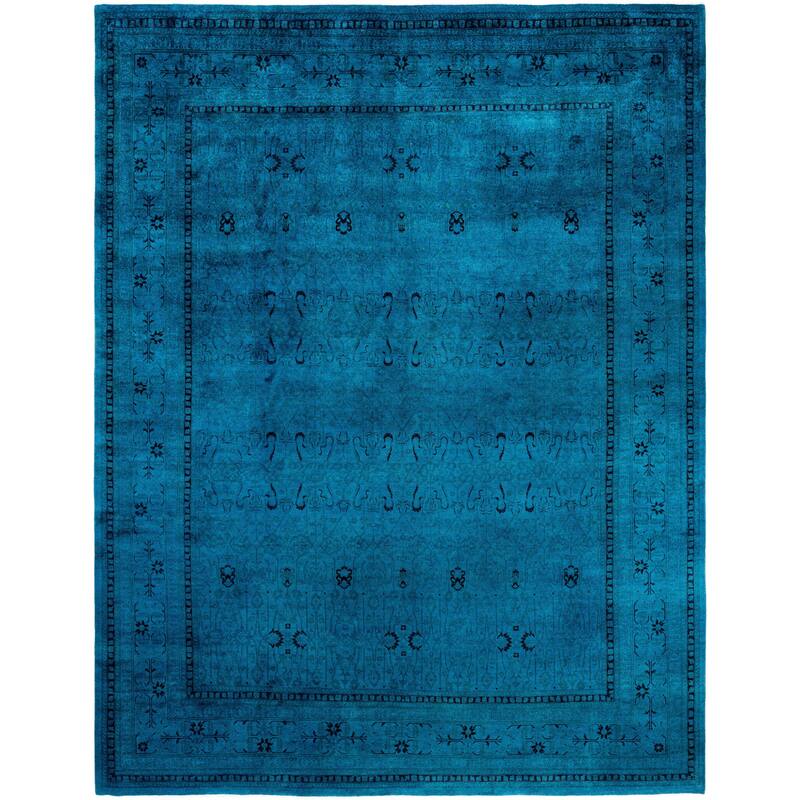Overdyed One-of-a-Kind Hand-Knotted Area Rug - Green - 9' 2" x 11' 10"