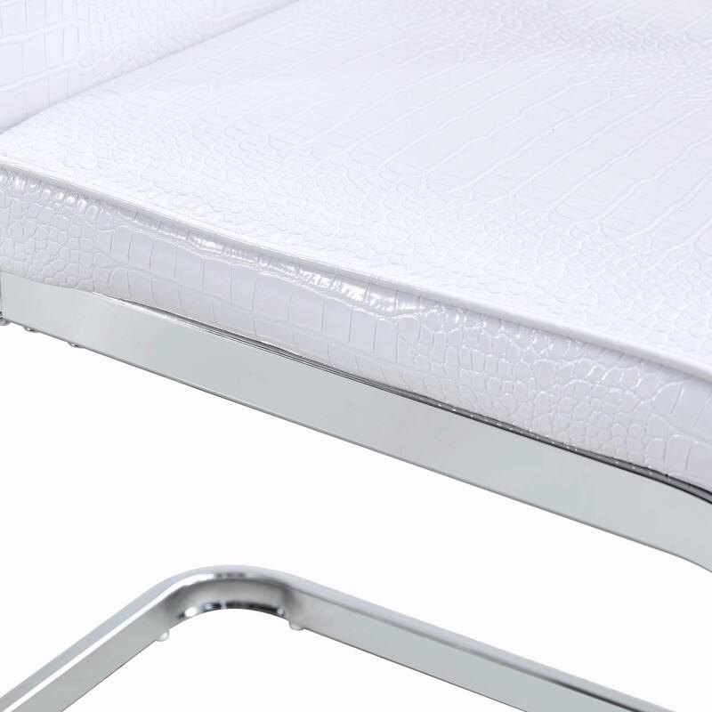 Set of 2 Retro Alligator Skin Upholstered Dining Chairs with Crystal Buckle Design & Faux Leather