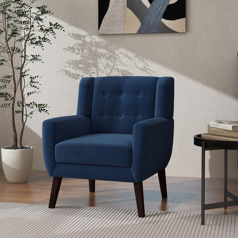 Modern Accent Chair Velvet Armchair - 28.9"W x 35.1"H x 29.5"D - Royal Blue Velvet
