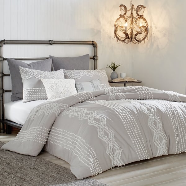 Grey - King - Porch & Den 3-piece Cotton Comforter Set