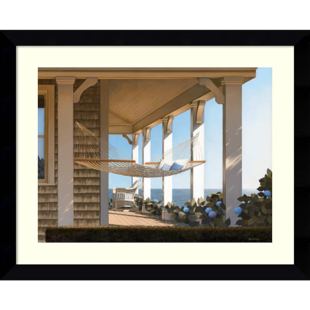 Framed Art Print 'Seaside Hammock' by Daniel Pollera 32 x 26-inch