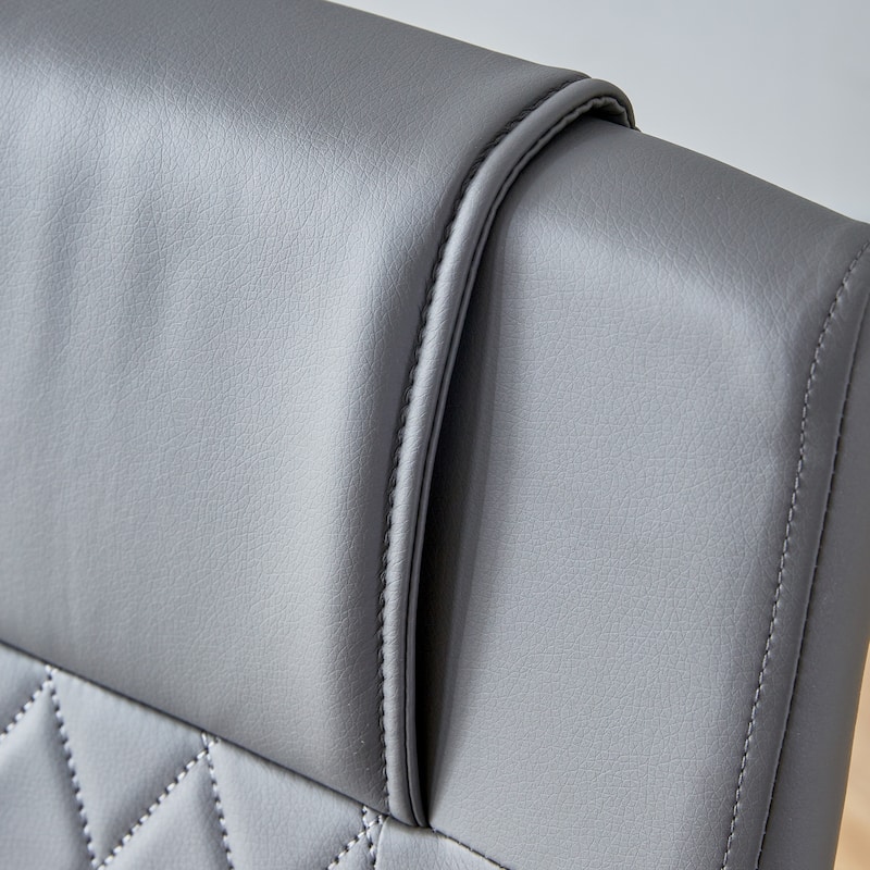 Leather Dining Chair Set of 6 Office Chair with C-Shaped Metal Legs