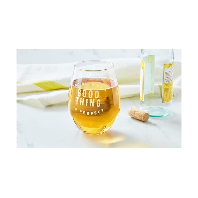 30 oz. "Too Much of a Good Thing is Perfect" Stemless Metallic Rim Glass